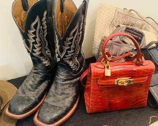 Lucchese 10 1/2 E Ostrich and Leather boots 