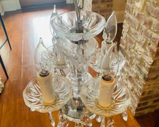 Smaller four bulb crystal chandelier-one of two