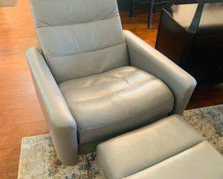 American Leather Cirrus Comfort Chair and Ottoman Dove Grey