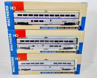 Walther's Superliner Amtrak II Coach, Sleeping & Dining Car Trio