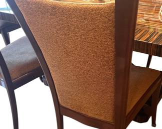Dining chairs measure 41"H x 19"W.