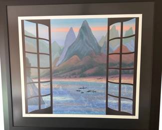 Fanch Ledan serigraph "Mystic Mountains" signed and numbered