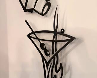 Wall mounted metal martini art