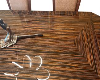 Zebra Wood Dining Room Table - extends to seat 12. Measures 30"H x 80"L x 45 1/2"W. 