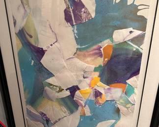 Mixed media collage signed by artist