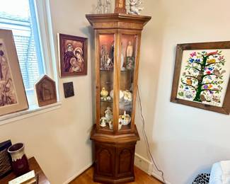 Lighted corner curio filled with treasures!