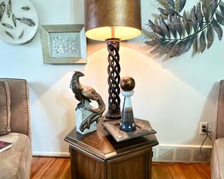 Vintage hexagon table with storage.