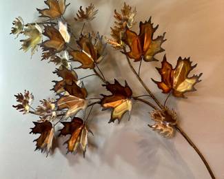 Signed Curtis Jere maple leaves wall sculpture. 