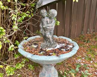 Garden birdbath & statuary.
