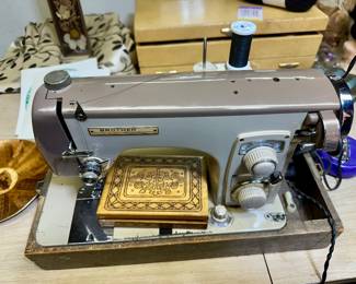 Portable Brother sewing machine.