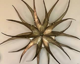MCM large metal organic flame/sunburst wall sculpture.