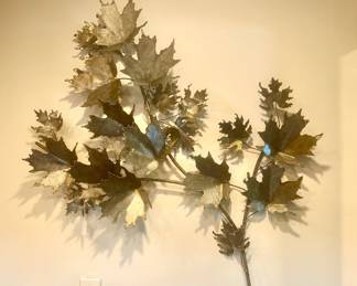One of two signed (on back) Curtis Jere Maple leaves wall sculpture.