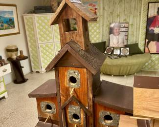 Gorgeous homemade bird houses.
