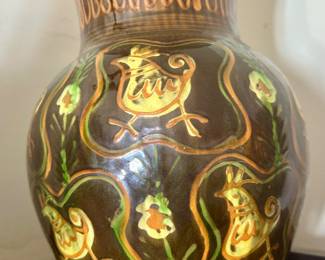 Large Polish pottery vase.