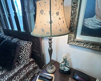 One of two Stiffel brass candlestick lamps.