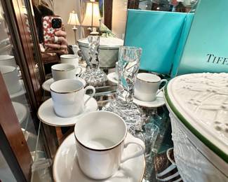 Tiffany espresso set with box.
