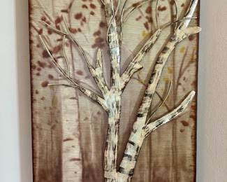 Metal birch tree art.