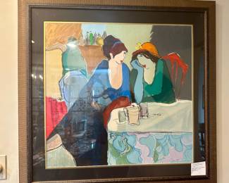 Itzchak Tarkay "Evening Chat" signed A/P,  ltd edition serigraph.