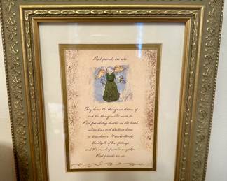"Real Friends" poem, framed.