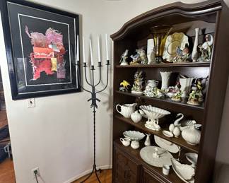 Wrought iron floor candelabra.