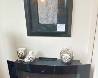 Tarkay "Eileen" aluminum relief & wall mount electric fireplace.