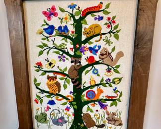 Vintage embroidered wall decor.