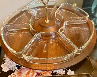 Vintage walnut lazy susan.