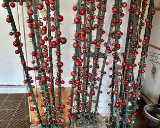 Holiday lighted trellises.