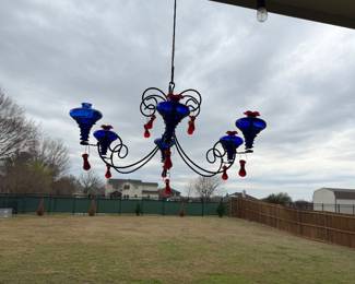Glass hummingbird feeder chandelier with replacement bulbs