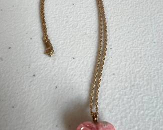 14k Gold Chain with Jade Heart 