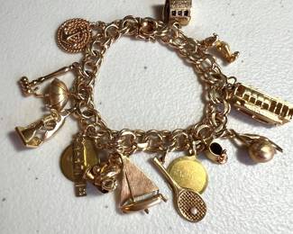 14k Charm Bracelet with 3 14k Bracelet Charms - Total weight 76 grams -Total 14k weight: 53 grams 