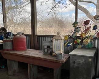 VINTAGE WOOD BENCH, YARD DECOR