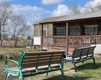 WOOD SLAT & IRON PARK BENCHES