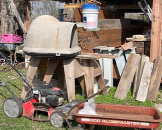 PUSH MOWER,  500 GLOBEMASTER  RED WAGON