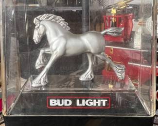 BUD LIGHT SILVER CLYDESDALE LIGHT UP BAR SIGN