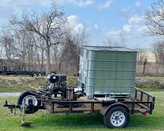 SPRAY TRAILER WITH PUMP AND WATER TANK, SPRAY NOZZLES