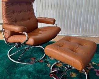Vintage Ekornes Armchair & Ottoman