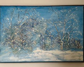 "Winter Scene" Oil on Canvas, Signed 