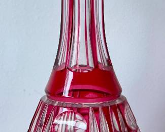 Red Cut to Clear Decanter