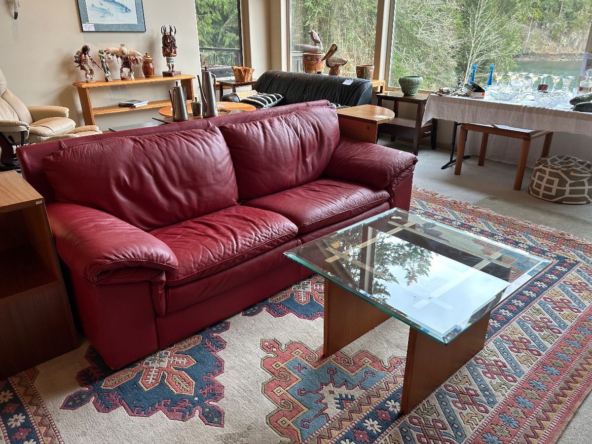 Red leather couch 
