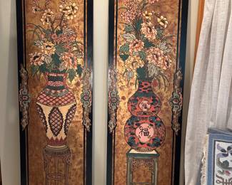 Vintage Chinese lacquered wall panels
