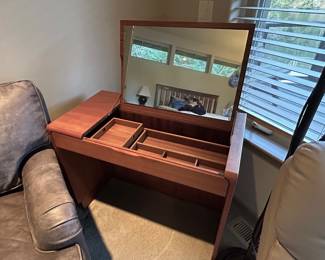 Danish MCM flip-top vanity by Torring