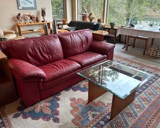 Red leather couch 