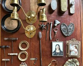 antique hardware, frames, knicknacks