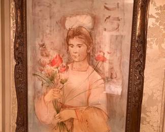 limited edition lithograph titled "Mayan Princess" by artist Edna Hibel (1917-2014),