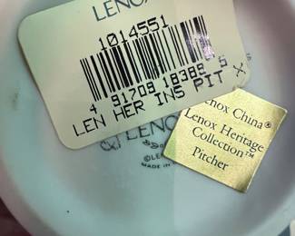 Lenox Heritage Collection Pitcher Label