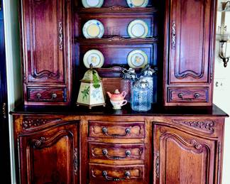 Spectacular Antique Solid Hardwood Hutch Cabinet with Drawers