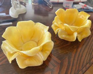Set of 6 Very Rare Murano Floral Dishes