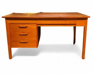 5 VintageDanishMidCenturyModernTeakWritingDeskwithThreeDrawers