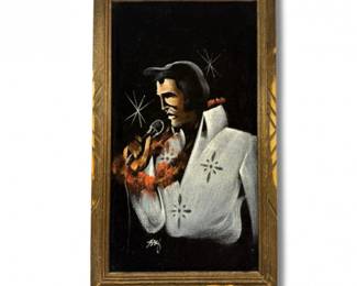 16 VintageSignedElvisPresleyVelvetPaintingFramed1970sVelvetArt